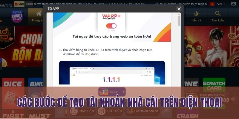 Các bước để tạo tài khoản nhà cái trên điện thoại